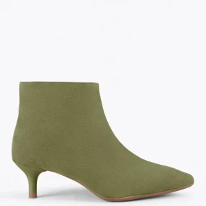 Calzaro Botas Bajas Y Botines | Botín 22611 Outfit Tacón Chupete Serraje Verde Oliva Kaki