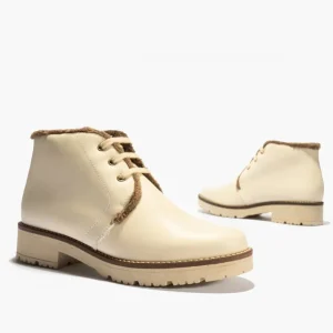 Calzaro Botas De Pelo | Botín 10085 Safari de Pelo para Mujer Color Crema Hielo