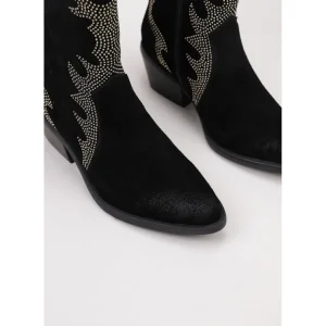 Calzaro Botas Cowboy | Botín 23873 Serraje Negro Strass