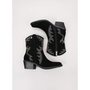 Calzaro Botas Cowboy | Botín 23873 Serraje Negro Strass