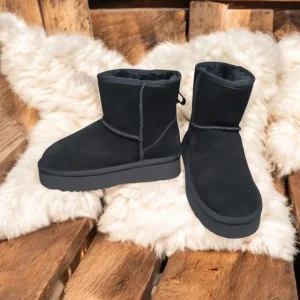Calzaro Casual | Botas De Pelo | Botín Corto Pelo Mores Serraje Negro Tipo Australiano.