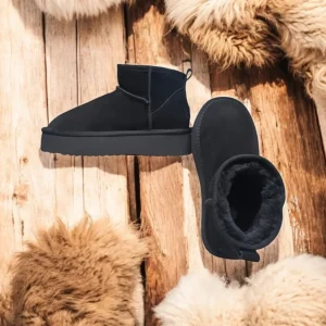 Calzaro Casual | Botas De Pelo | Botín Corto Pelo Mores Serraje Negro Tipo Australiano.