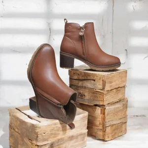 Calzaro Confort | Botas Y Botines Mujer | Botín Tacón Medio 4920 Cuero Cremallera Exterior
