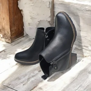Calzaro Confort | Botas Y Botines Mujer | Botín Tacón Medio 4920 Negro Cremallera Exterior