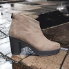 Calzaro Botas Y Botines Mujer | Botín Tacón Mujer Lycra y Microfibra 4320 Taupe