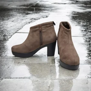 Calzaro Botas Y Botines Mujer | Botín Tacón Mujer Lycra y Microfibra 4320 Taupe