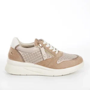 Calzaro Deportivas | Deportivo Cuña Cordones y Crem. Lateral Perforado 23388 Taupe
