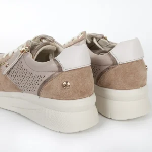 Calzaro Deportivas | Deportivo Cuña Cordones y Crem. Lateral Perforado 23388 Taupe