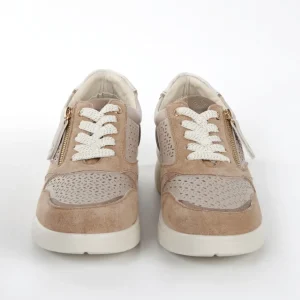 Calzaro Deportivas | Deportivo Cuña Cordones y Crem. Lateral Perforado 23388 Taupe