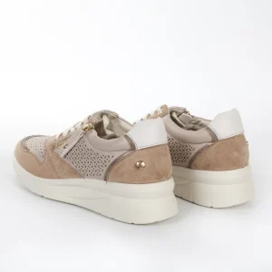 Calzaro Deportivas | Deportivo Cuña Cordones y Crem. Lateral Perforado 23388 Taupe