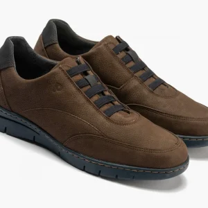 Calzaro Zapatos Con Cordones | Deportivo Hombre 4961 con Elásticos y Nobuck Marrón