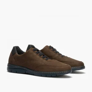 Calzaro Zapatos Con Cordones | Deportivo Hombre 4961 con Elásticos y Nobuck Marrón