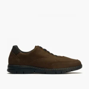 Calzaro Zapatos Con Cordones | Deportivo Hombre 4961 con Elásticos y Nobuck Marrón