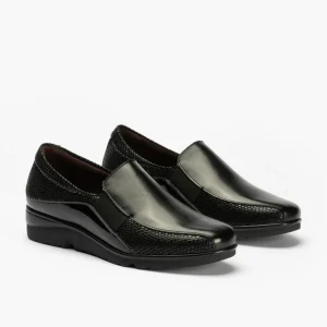 Calzaro Confort | Manoletinas 1602 Confort Lucido/Boa/Charol Negro
