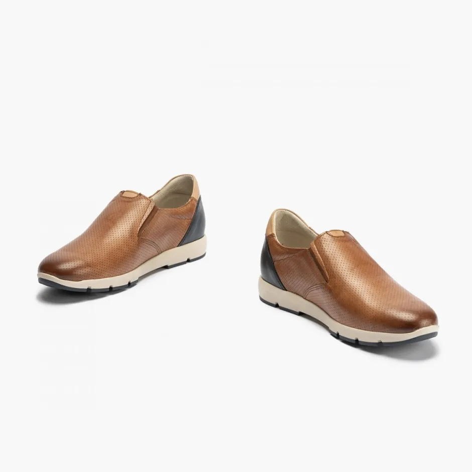 manoletinas_hombre__slip__3-1.webp Calzaro Mocasines | Manoletinas Hombre 4053 Slip on Piel Picaditos Marrón Claro Cuero
