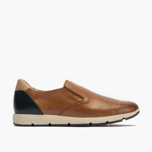 Calzaro Mocasines | Manoletinas Hombre 4053 Slip on Piel Picaditos Marrón Claro Cuero