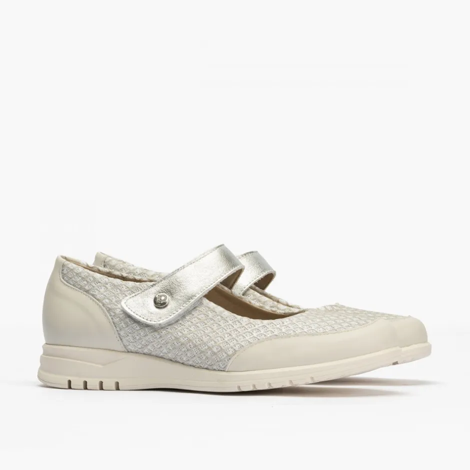 merceditas_de_mujer__en_t_0.webp Calzaro Mocasines | Merceditas de Mujer 2824 en Textil combinada con Velcro y Suela de Goma Crema