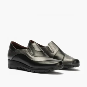 Calzaro Confort | Mocasines Manoletina piezas 2701 Metal Grafito Negro