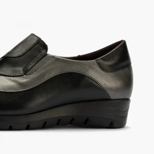 Calzaro Confort | Mocasines Manoletina piezas 2701 Metal Grafito Negro