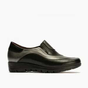 Calzaro Confort | Mocasines Manoletina piezas 2701 Metal Grafito Negro