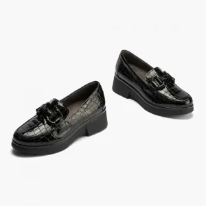 Calzaro Mocasines | Confort | Mocasín Coco Adorno de Mujer 10053 Color Negro.