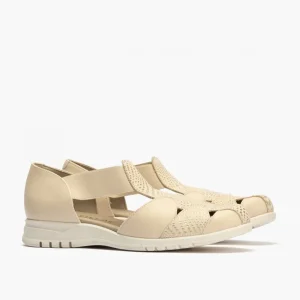 Calzaro Mocasines | Plumas Cangrejera Mujer Elásticos Centrales 2822 Crema.