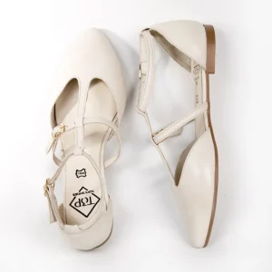 Calzaro Bailarinas | Mocasines | Sabrina Abierta Piel Hebillas 23334 Hielo