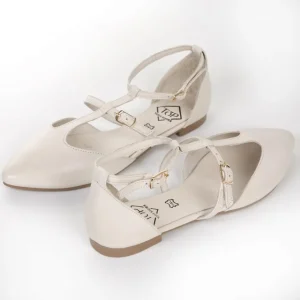Calzaro Bailarinas | Mocasines | Sabrina Abierta Piel Hebillas 23334 Hielo