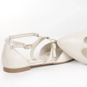 Calzaro Bailarinas | Mocasines | Sabrina Abierta Piel Hebillas 23334 Hielo