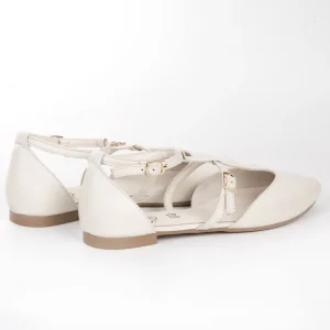 Calzaro Bailarinas | Mocasines | Sabrina Abierta Piel Hebillas 23334 Hielo