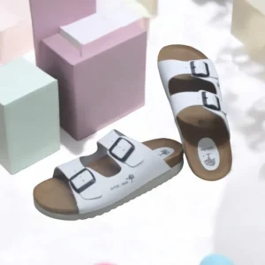 Calzaro Sandalias Bios | Sandalia 7206 Blanco Liso Hebillas.