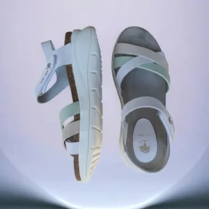 Calzaro Sandalias Bios | Sandalia 6911 en Blanco, Gris y Manzana.