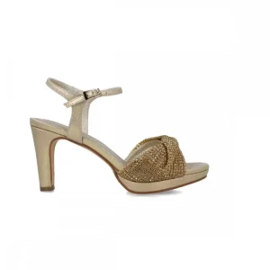 Calzaro Zapatos De Tac贸n | Sandalia 24708 Lucina Oro.