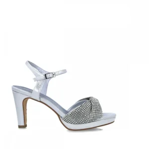 Calzaro Zapatos De Tac贸n | Sandalia 24708 Lucina Plata.