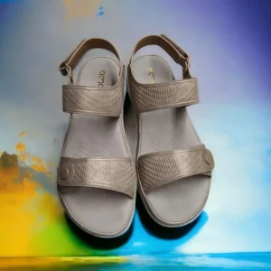 Calzaro Sandalias | Sandalia 23597 Platino Velcros Platino Oro