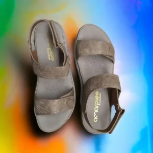 Calzaro Sandalias | Sandalia 23597 Platino Velcros Platino Oro