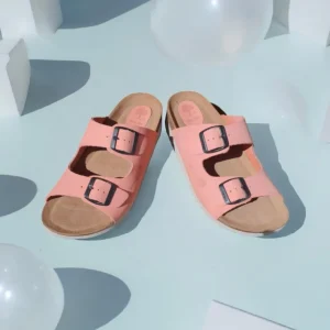 Calzaro Sandalias Bios | Sandalia 7206 Rosa Carmín Liso Hebillas.