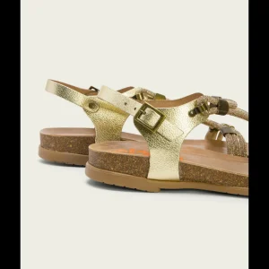 Calzaro Sandalias Bios | Sandalia Bio con Pala de Brillantes Piel 3021 Platino Oro Demi