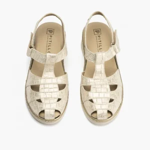Calzaro Sandalias | Sandalia Cangrejera Mujer 5682 Ancho Especial Dorado.