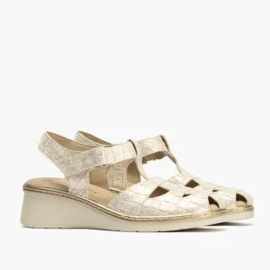 Calzaro Sandalias | Sandalia Cangrejera Mujer 5682 Ancho Especial Dorado.
