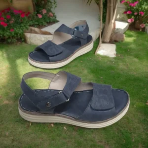 Calzaro Sandalias | Sandalia Confort 681 Azul Velcros