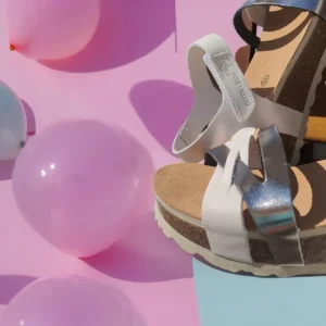 Calzaro Sandalias Bios | Sandalia Cuña 5803 Acero y Gris Tiras .
