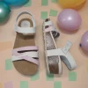 Calzaro Sandalias Bios | Sandalia Cuña 5803 Gris y Malva Tiras .