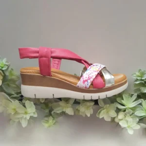 Calzaro Sandalias | Sandalia Cuña Baja Flexible 3744 Tubulares Rojo, Oro, Gaudí, Combi 13