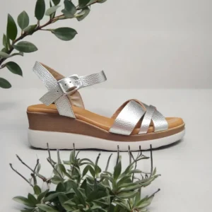 Calzaro Sandalias | Sandalia Cuña Baja Flexible 4156 Tiras Oro