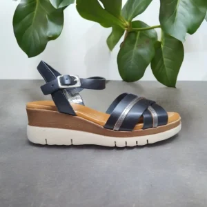 Calzaro Sandalias | Sandalia Cuña Baja Flexible 4196 Negro
