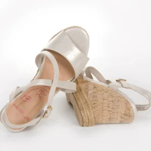 Calzaro Alpargatas | Alpargatas | Sandalia Cuña Corcho y Yute 711 Oro Platino.