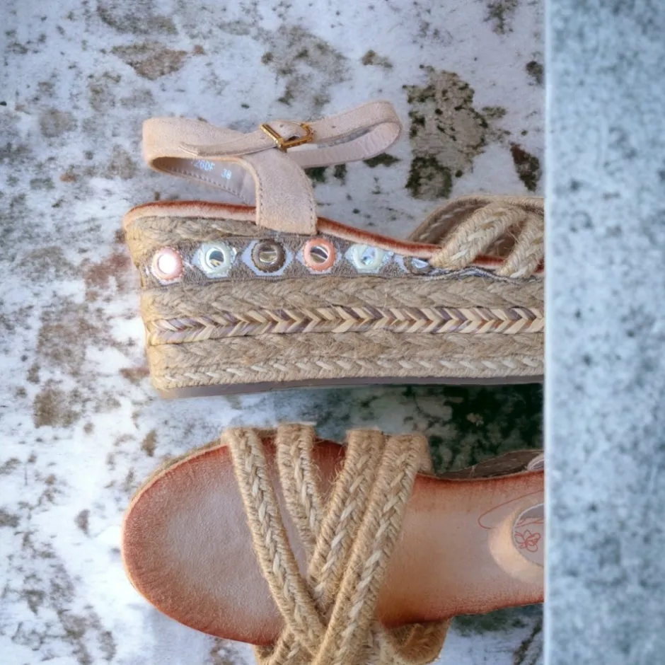 sandalia_cua_esparto__bei_1.webp Calzaro Sandalias | Alpargatas | Sandalia Cuña Esparto 726 Beige
