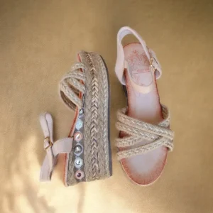 Calzaro Sandalias | Alpargatas | Sandalia Cuña Esparto 726 Beige