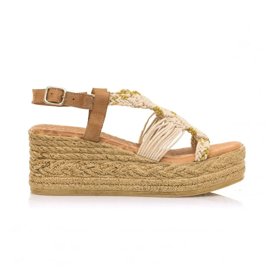Calzaro Sandalias | Alpargatas | Sandalia Cuña Media Tipo Esparto Frida 50595 Beige